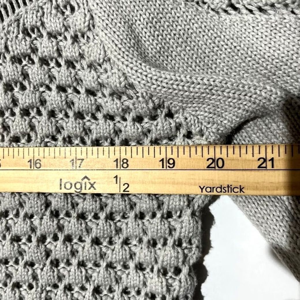 Lucky Brand Lucky Brand Gray Crochet Knit Puff Sleeve Pullover Sweater Womens Size L Size L / US 10 / IT 46 - 5 Thumbnail