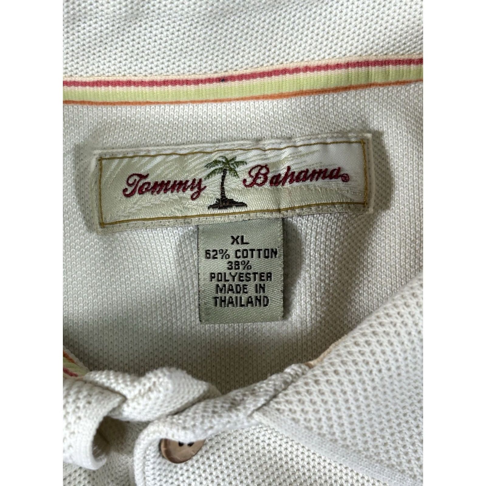 Tommy Bahama VINTAGE Tommy Bahama Polo Shirt Embroidered Logo Cream Men’s XL Polo Hawaiian Beach 90s Mens Size US XL / EU 56 / 4 - 3 Thumbnail