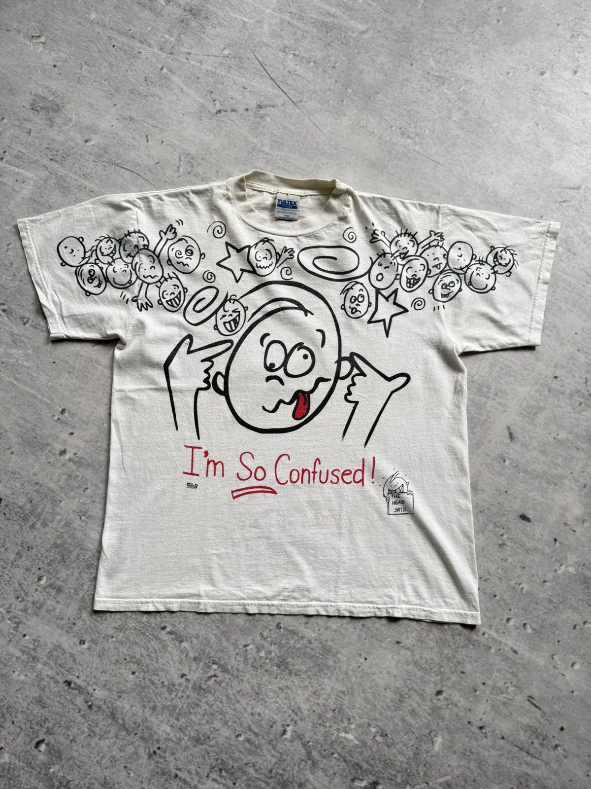 Vintage 1990’s I’m So Confused Said The Head Single Stitch Size L Size US L / EU 52-54 / 3 - 1 Thumbnail