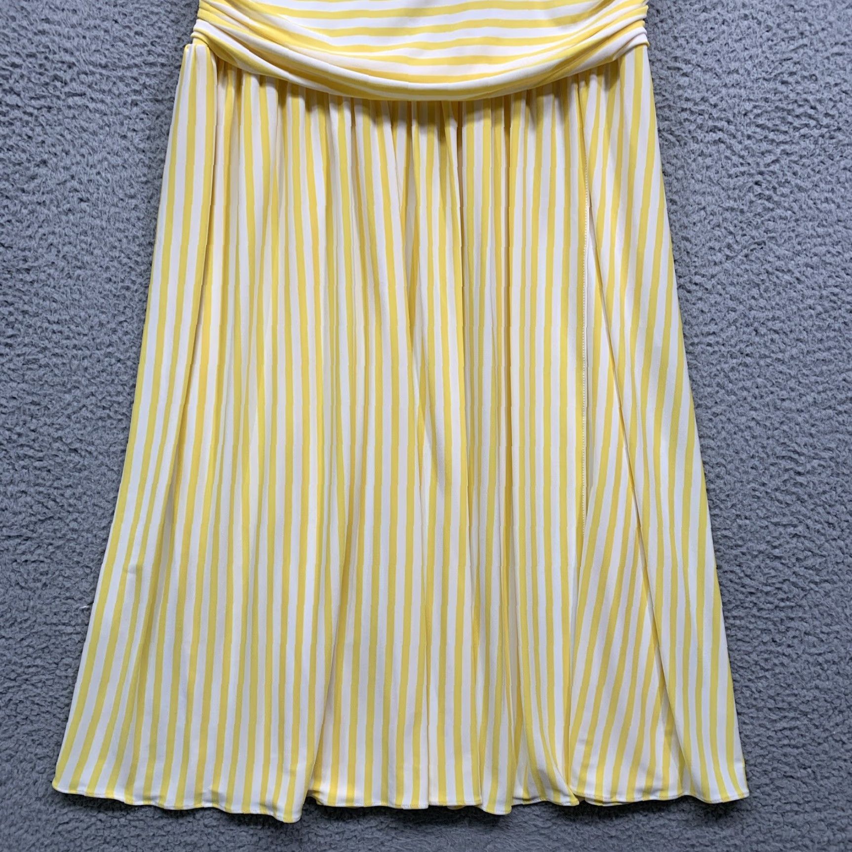 Nine West Nine West Women's Dress Size 12 Yellow White Stripe Fit & Flare Lined Zipper Knee Length Shirt Womens 12 Yellow & White Stripe Fit & Flare Size XL / US 12-14 / IT 48-50 - 3 Thumbnail