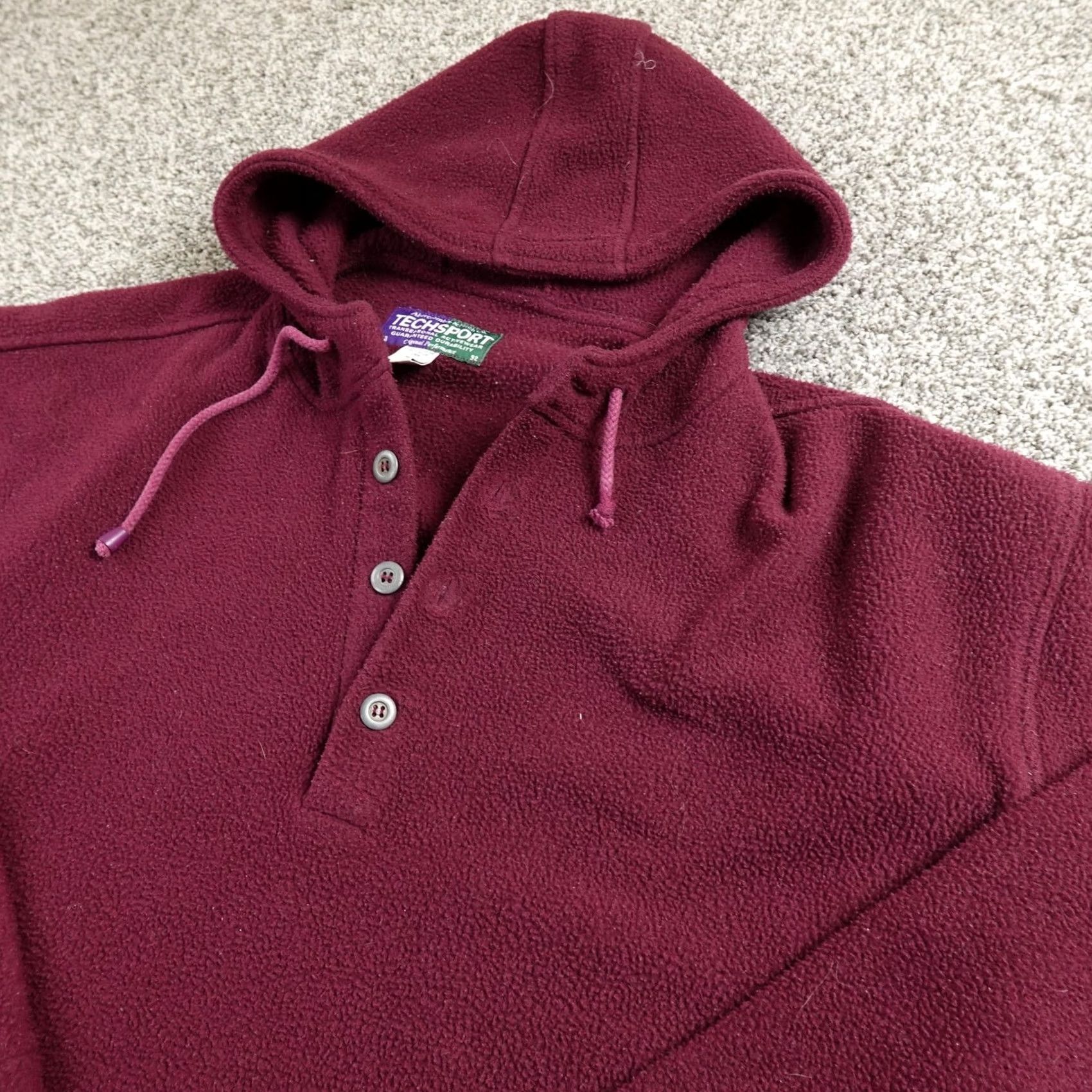 Abercrombie & Fitch VINTAGE Abercrombie & Fitch Hoodie Mens L Red Purple Henley Pullover Fleece Jacket USA Size US L / EU 52-54 / 3 - 2 Thumbnail