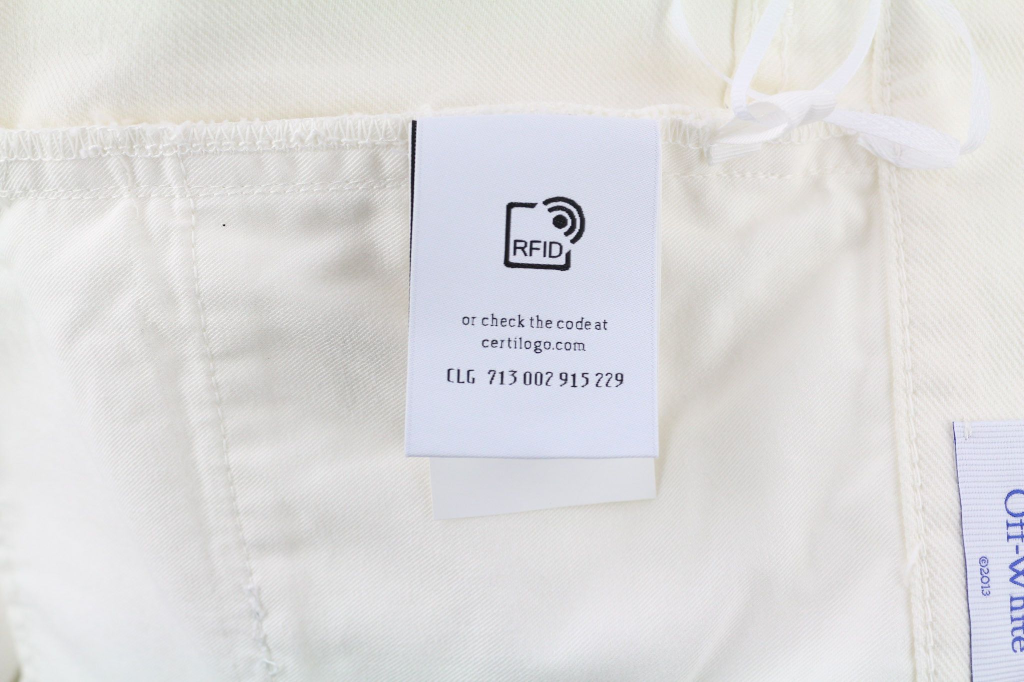 Off-White 90S LOGO W33 Straight Cotton Stretch Raw White 80238 Size US 33 - 11 Thumbnail