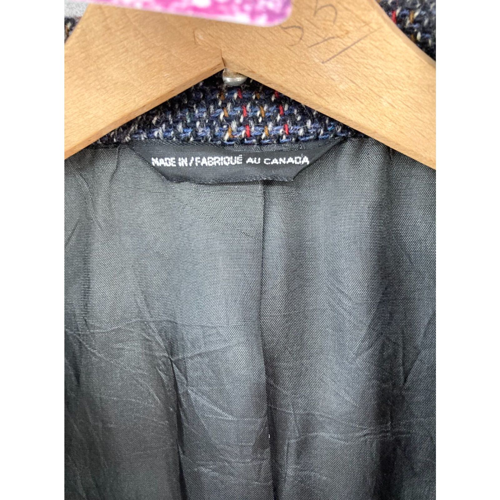 MooRER VINTAGE Moores Tweed Blazer Suit Jacket Mens 42 Regular Gray Plaid 80s Size 42R - 7 Thumbnail