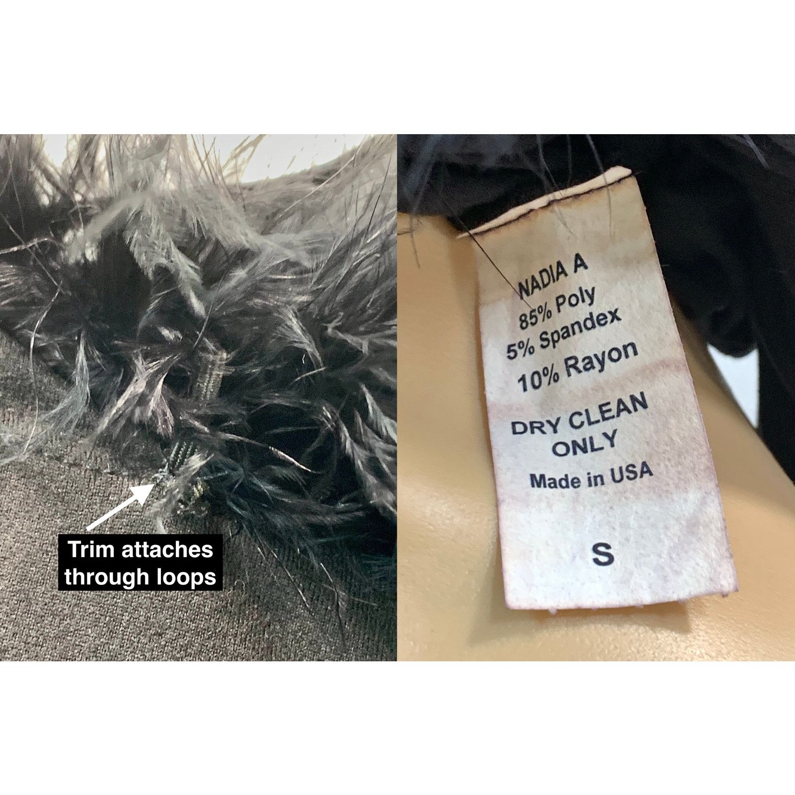 Other NEW Nadia Aboulhosn Black Bodysuit Marabou Trim | S Size S / US 4 / IT 40 - 11 Thumbnail