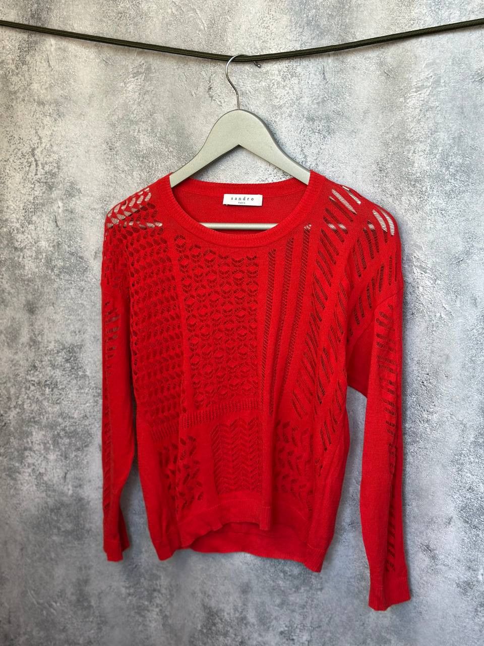 Sandro Sandro Paris Knit Long Sleeve Top Red Long Sleeve Size S / US 4 / IT 40 - 1 Thumbnail