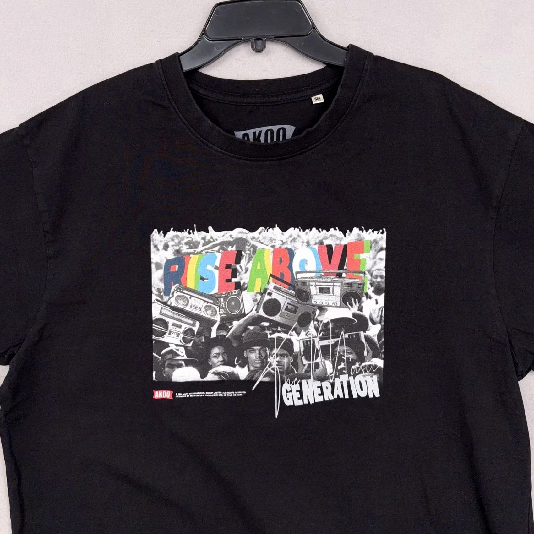 Vintage AKOO Shirt Mens 3XL Black Rise Above Generation Boombox Graphic Tee Streetwear Music Hip Hop Mens Size US XXL / EU 58 / 5 - 2 Thumbnail