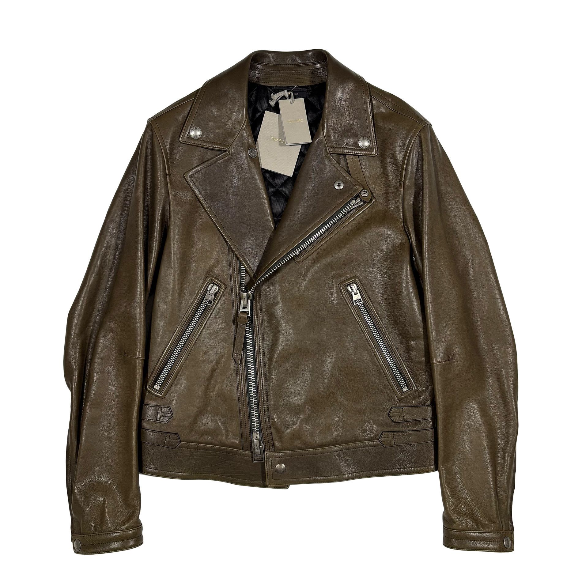 Tom Ford TOM FORD Grain Leather Biker Jacket Brown Size 48 NWT Size US M / EU 48-50 / 2 - 1 Thumbnail