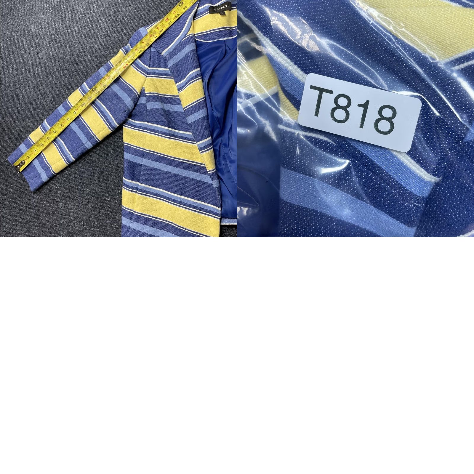 Talbots Talbots Womens Blazer Jacket - 6 Grey White Stripe Open Front Lined Career Work Size M / US 6-8 / IT 42-44 - 8 Thumbnail