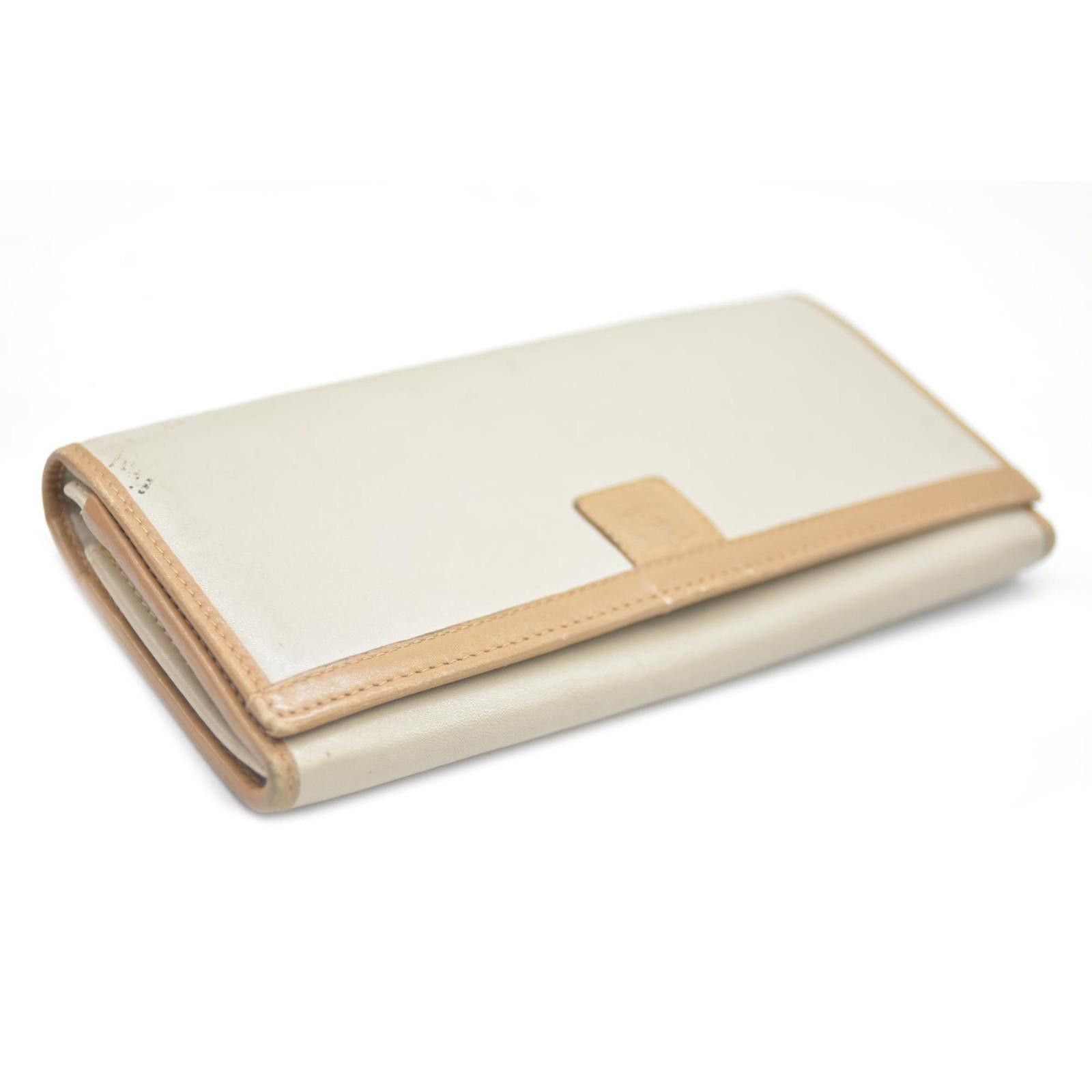 Celine CELINE Macadam Leather Long Bifold Wallet Beige Size ONE SIZE - 3 Thumbnail