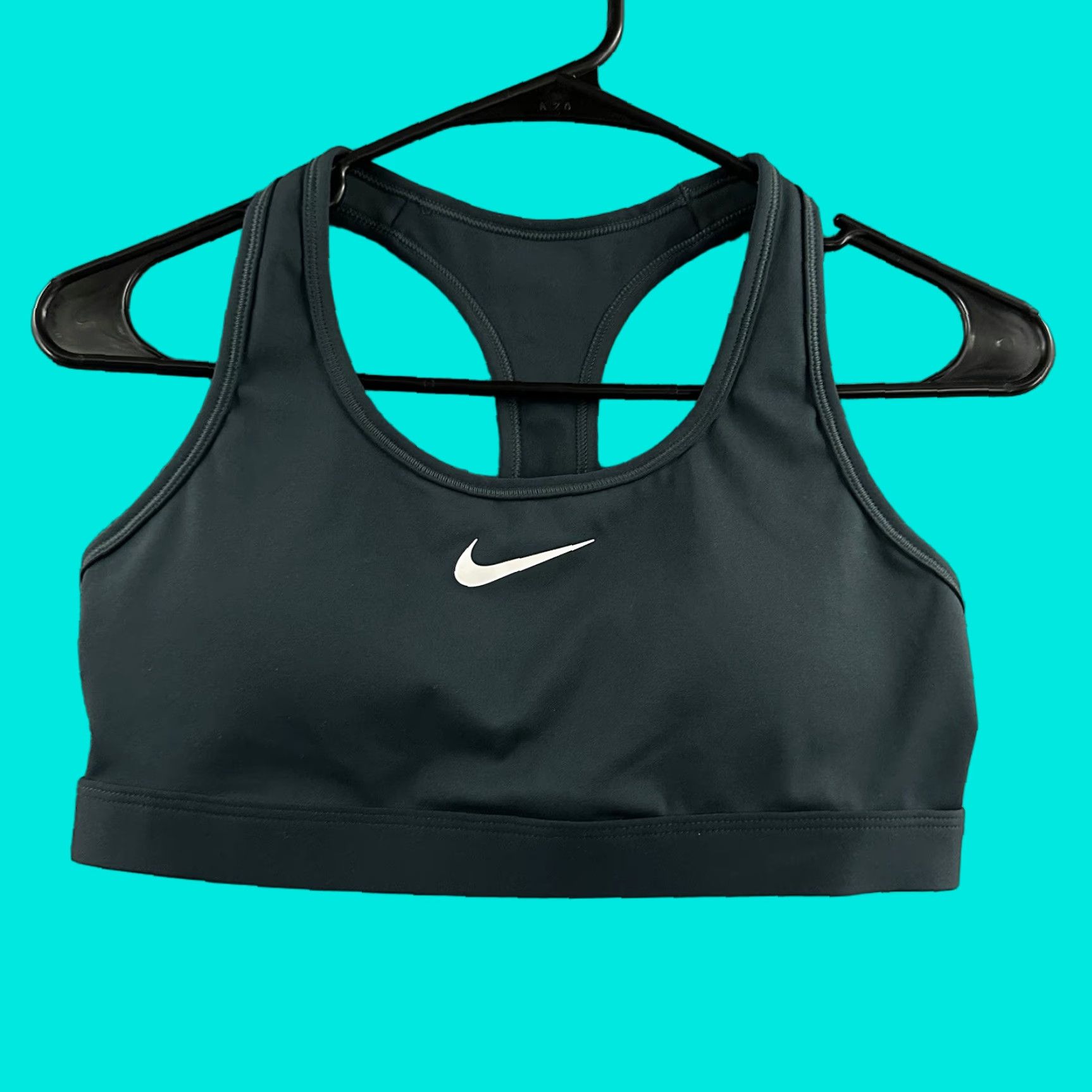 Nike Nike Womens Sports Bra Green S Small Racerback Padded Swoosh Polyester Spandex Activewear Size ONE SIZE - 1 Thumbnail
