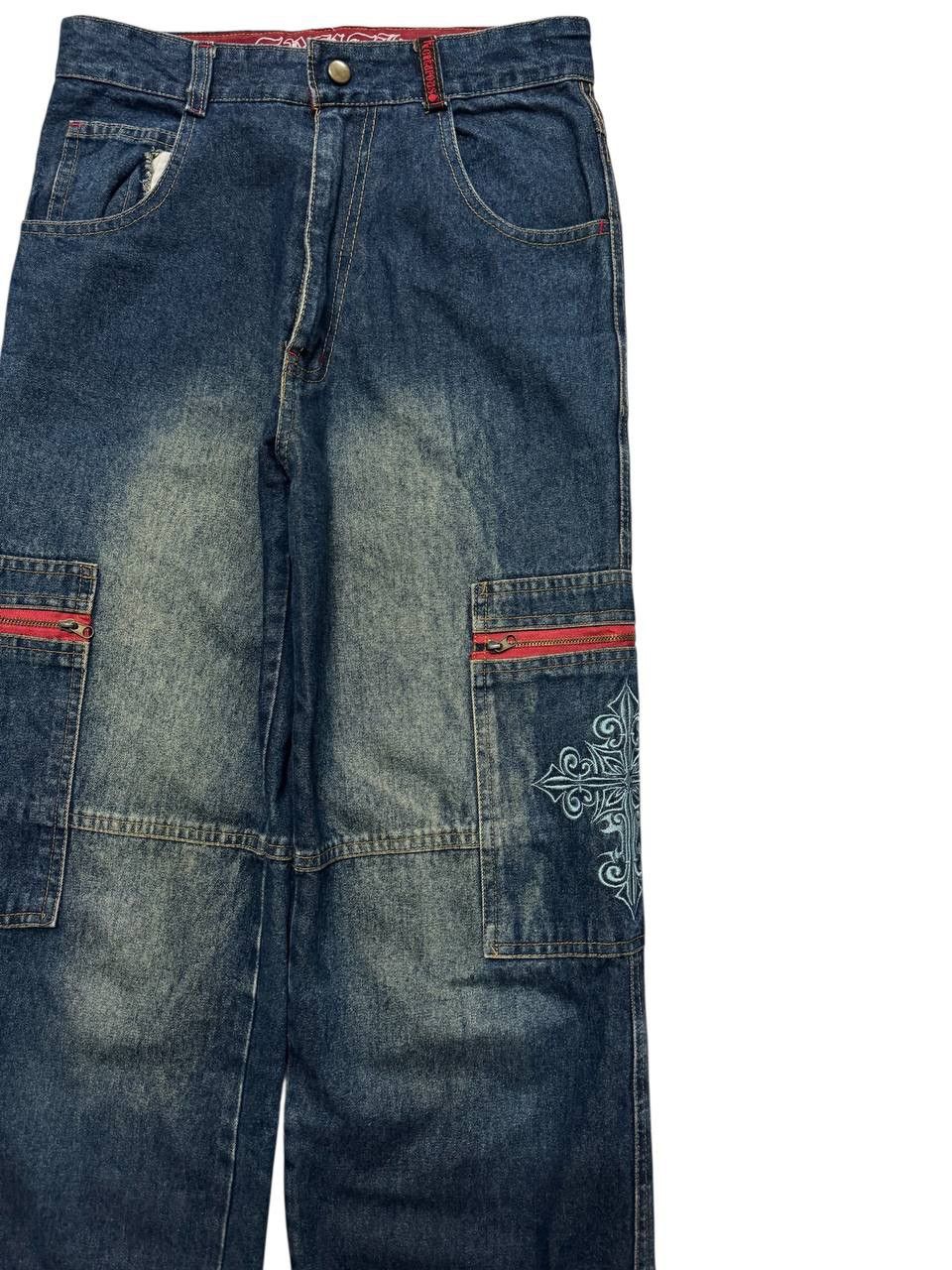 Beauty Beast 💥Baggy💥Vtg 90s Japanese Mudwash Zipper Pocket Cargo Size US 27 - 5 Thumbnail