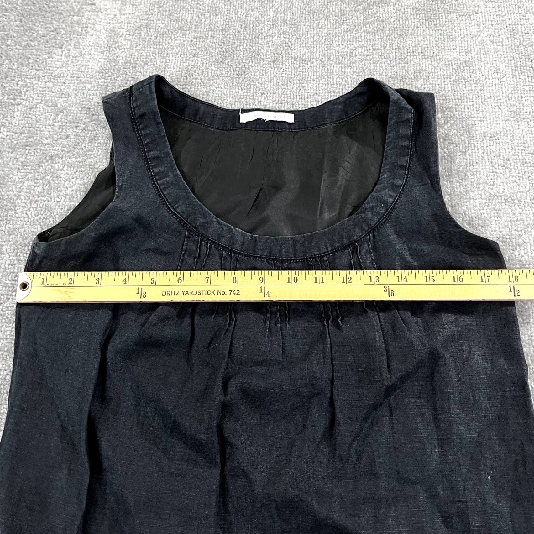 Vintage TWEEDS DRESS Womens M/L Black Short Shift Linen Lined Scoop Neck Sleeveless Top Size M / US 6-8 / IT 42-44 - 4 Thumbnail