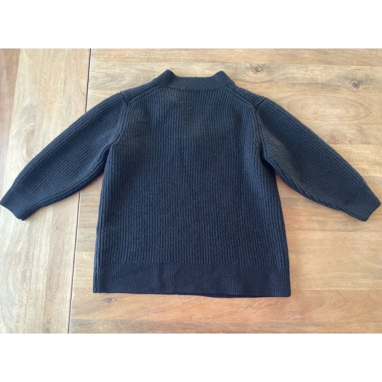 Vintage Babaton Sweater Womens S Merino Wool V-Neck 3/4 Sleeve Black Ribbed Knit Size S / US 4 / IT 40 - 2 Thumbnail