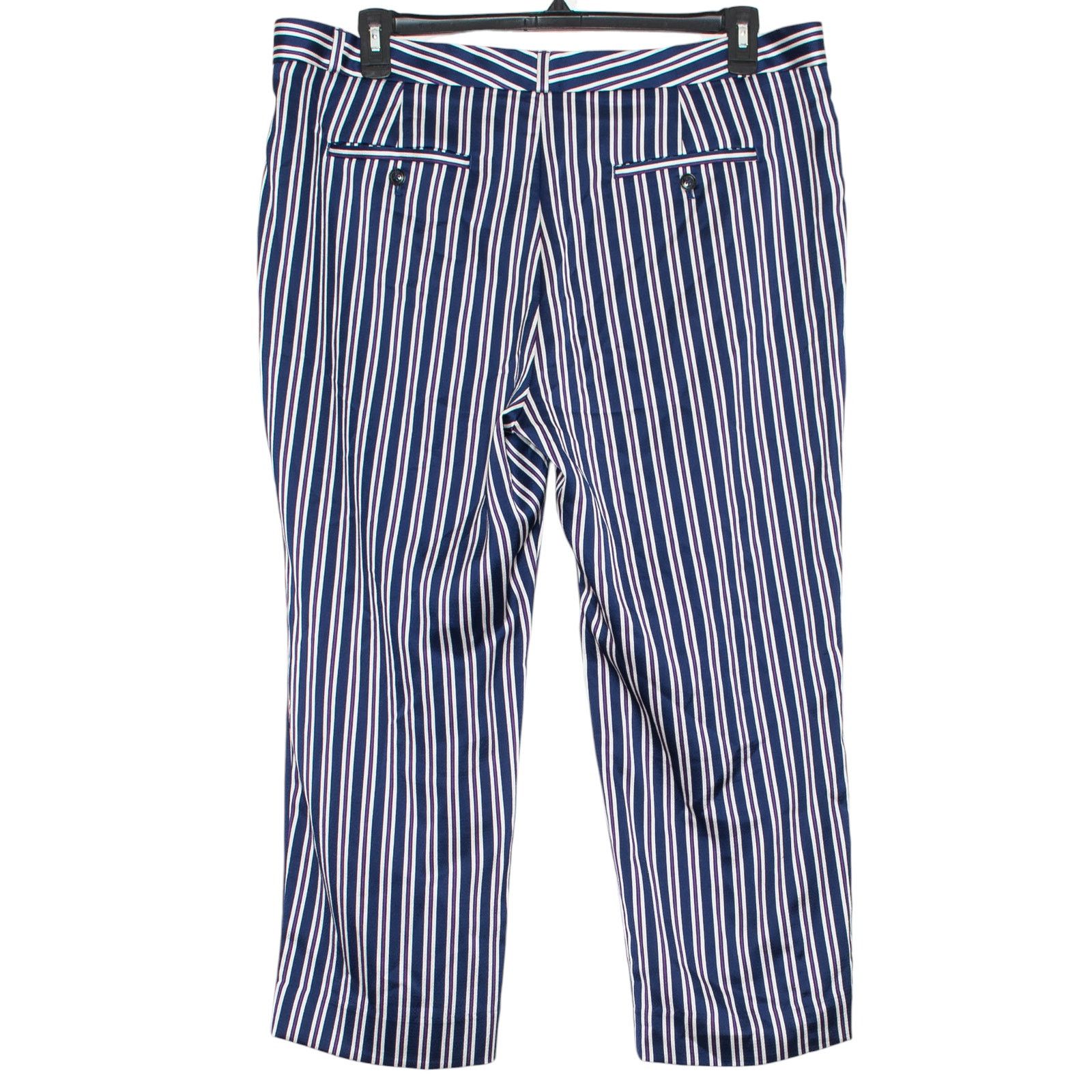Banana Republic Banana Republic Avery Crop Pants Stripe Blue 16S Office Size 38" / US 16 / IT 52 - 2 Thumbnail