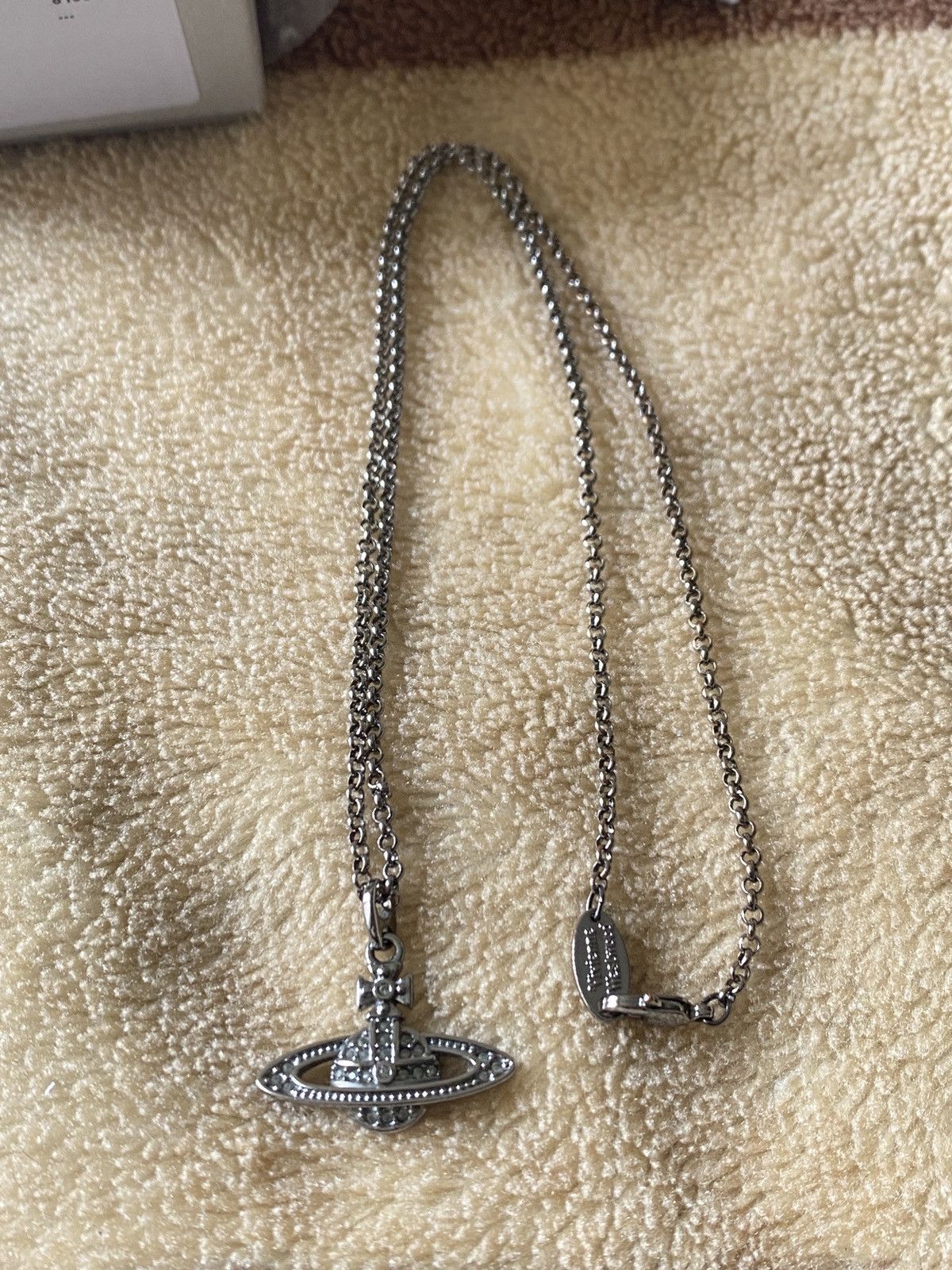 Pre-owned Vivienne Westwood Orb Necklaces Ruthenium Black In Silver
