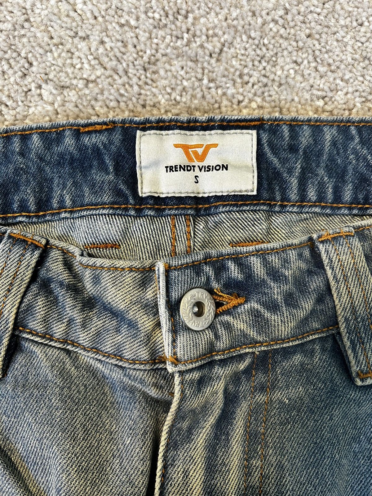 Trendt Vision Repaired Construction Denim Jeans Blue Size US 40 / EU 56 - 4 Thumbnail