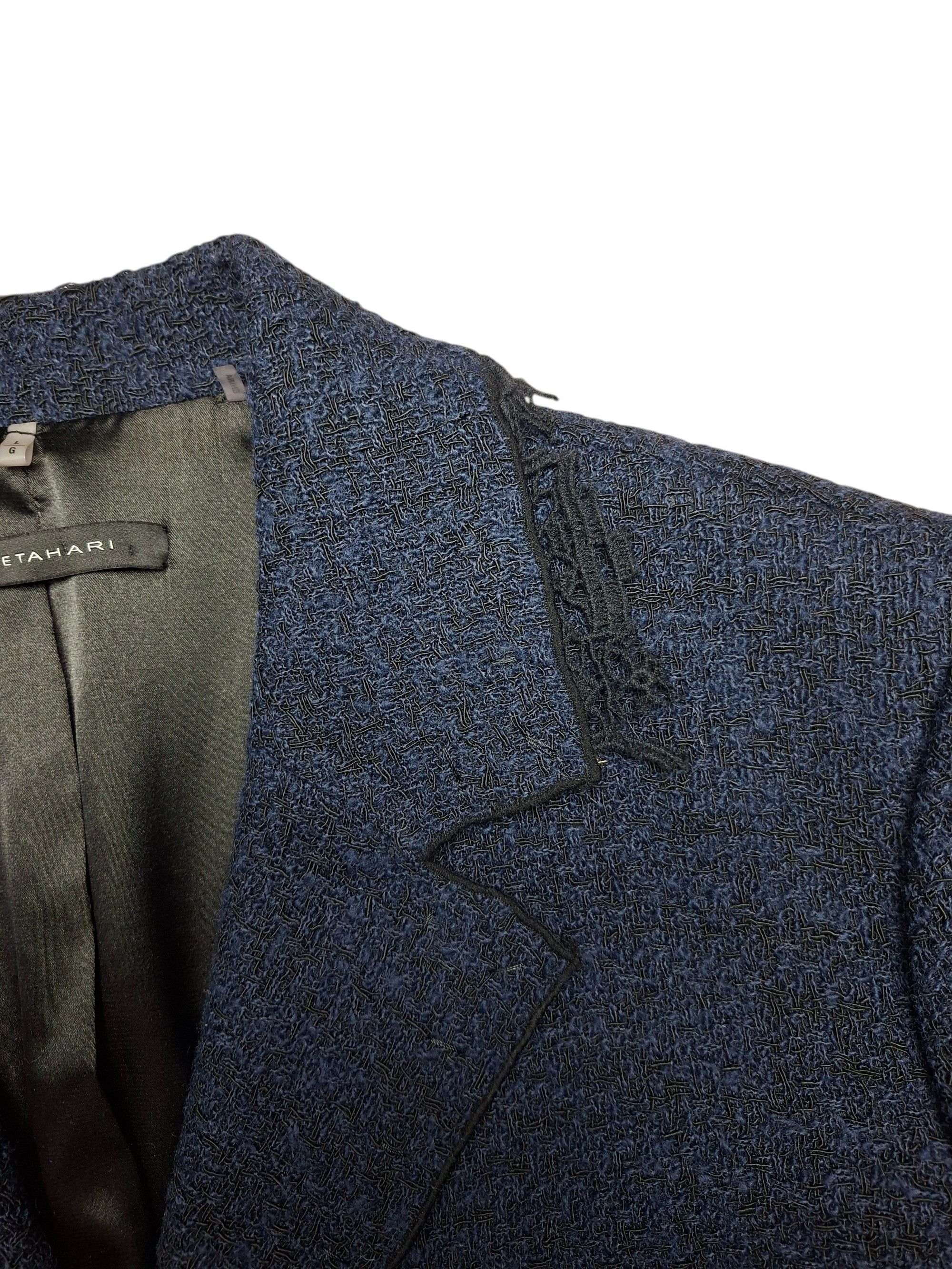 Elie Tahari Elie Tahari Navy Blue Wool Alpaca Mohair Lace Blazer Size L / US 10 / IT 46 - 4 Thumbnail
