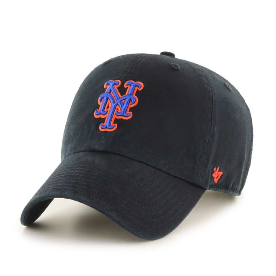 47 Brand New York Mets 47 Hat Black Clean Up Adjustable Strap Cap Size ONE SIZE - 1 Thumbnail