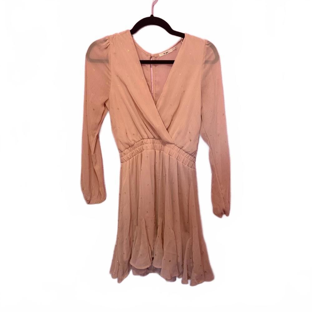 Designer Chic Blush Pink Long Sleeve Dress with Glitter Accents Size S / US 4 / IT 40 - 1 Thumbnail