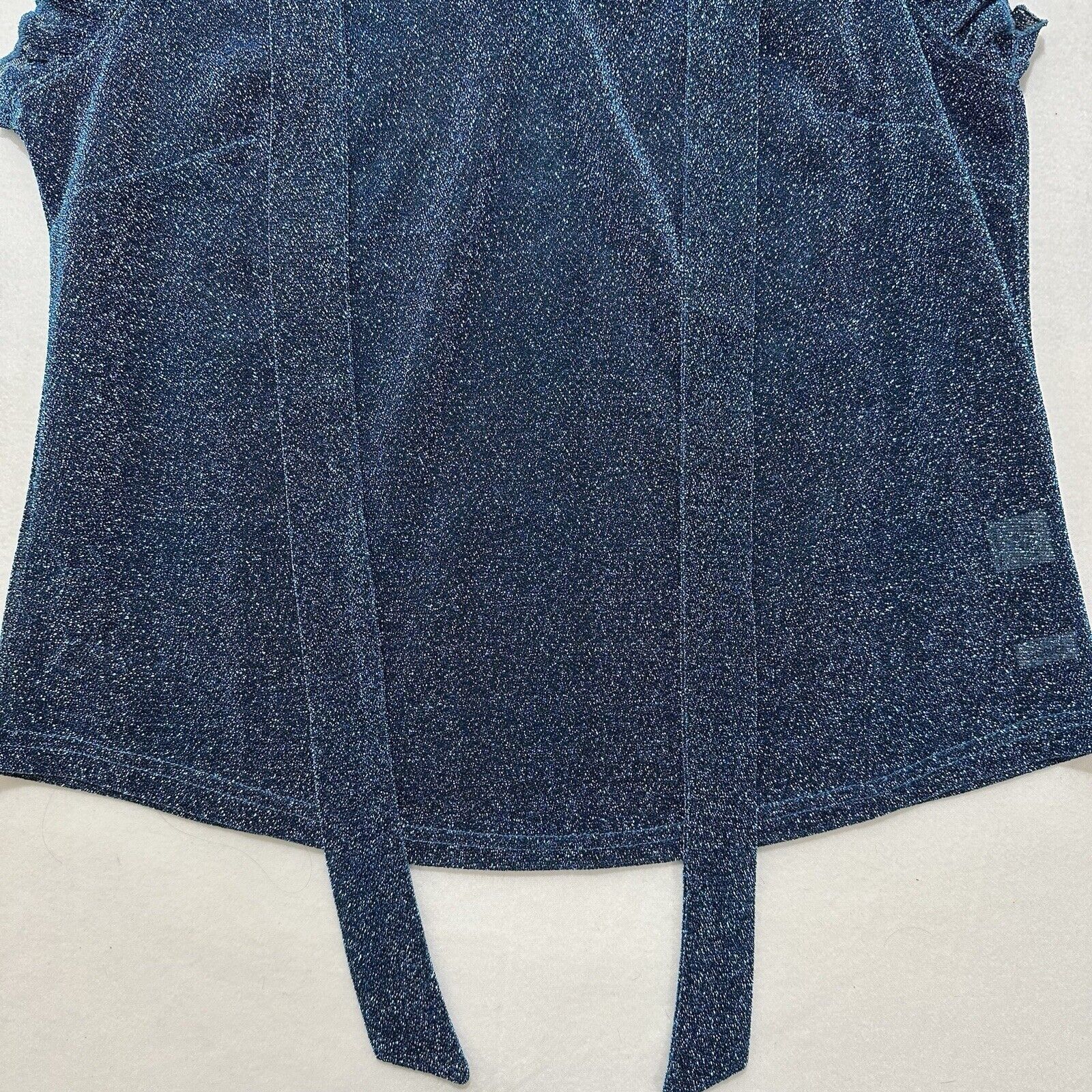 Other New York & Company Large Sparkle Glitter Flashy Blue Blouse Size L / US 10 / IT 46 - 7 Thumbnail