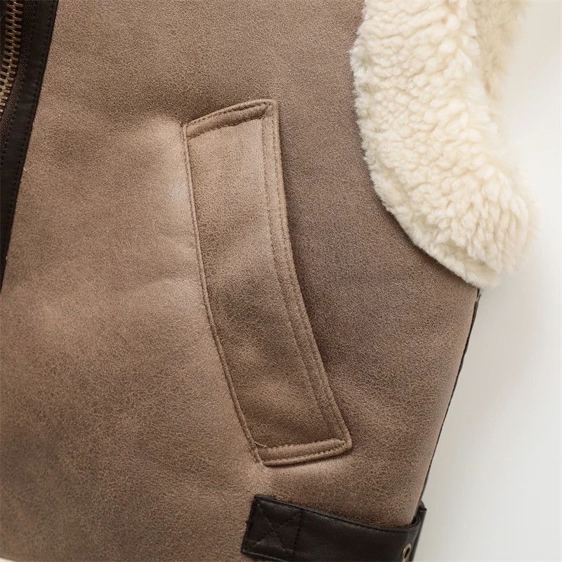 Japanese Brand × Vintage Warm Fur Sleeveless Fleece Stitching Coat Vest Jacket Size M / US 6-8 / IT 42-44 - 7 Thumbnail