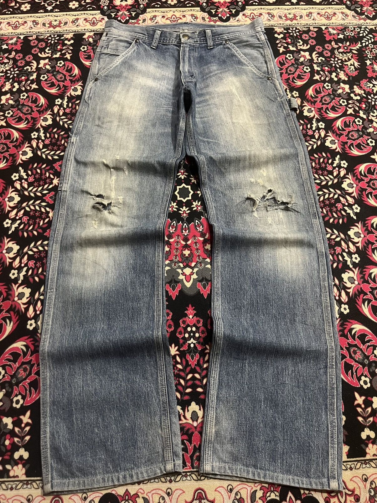 Oshkosh ⚡️Vintage⚡️Oshkosh Carpenter Distressed Blue Washed Jeans Size US 31 - 2 Thumbnail