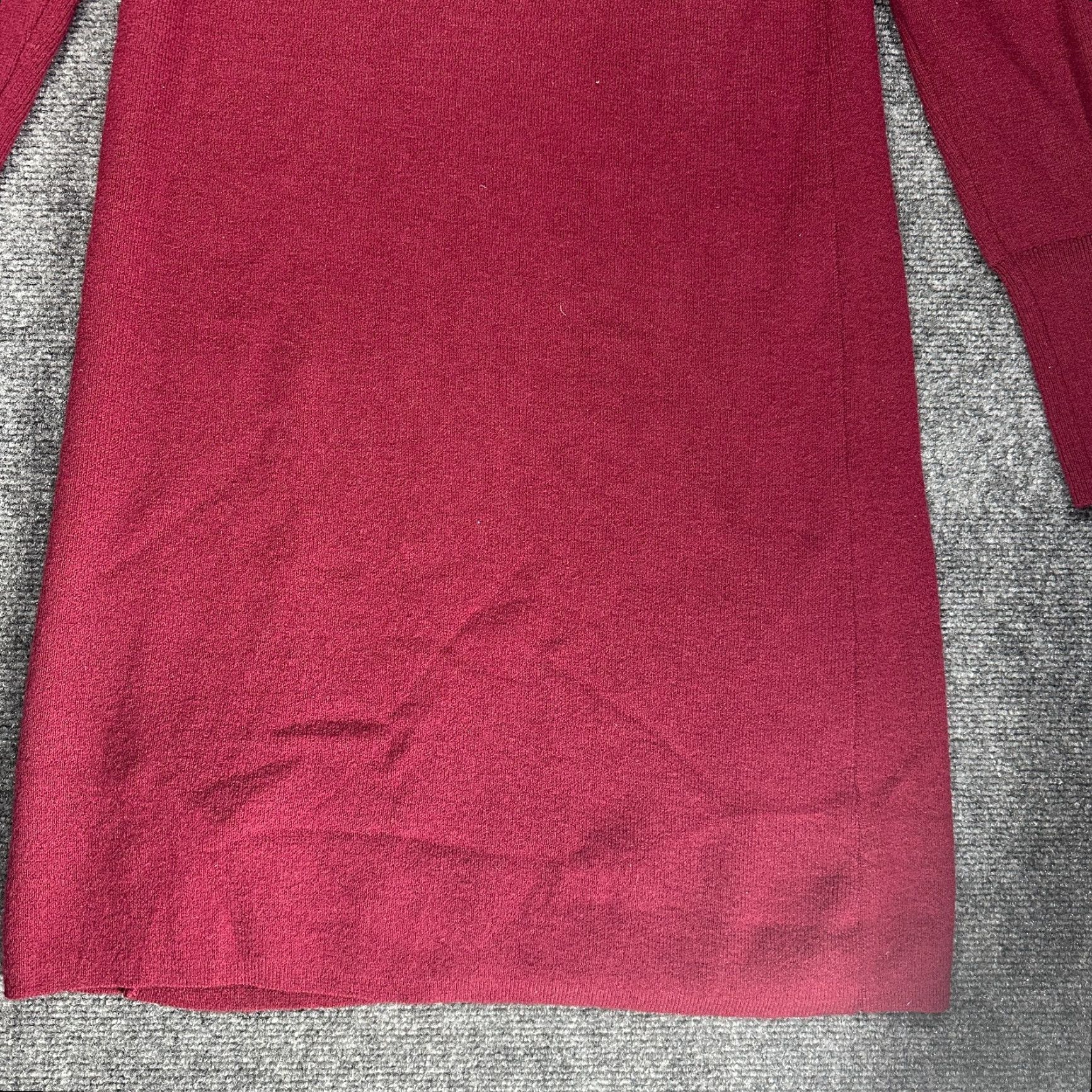 Ann Taylor Ann Taylor Sweater Dress Womens Petite Medium Maroon Wool Blend Mock Neck Knit Midi Dress Size M / US 6-8 / IT 42-44 - 2 Thumbnail