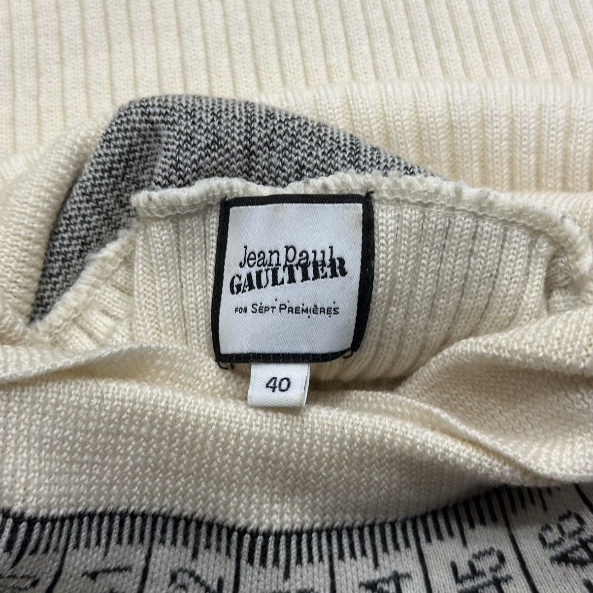 Japanese Brand × Jean Paul Gaultier Japan Limited Tape Measure Designed Turtleneck Knit Pullover Size XS / US 0-2 / IT 36-38 - 7 Thumbnail