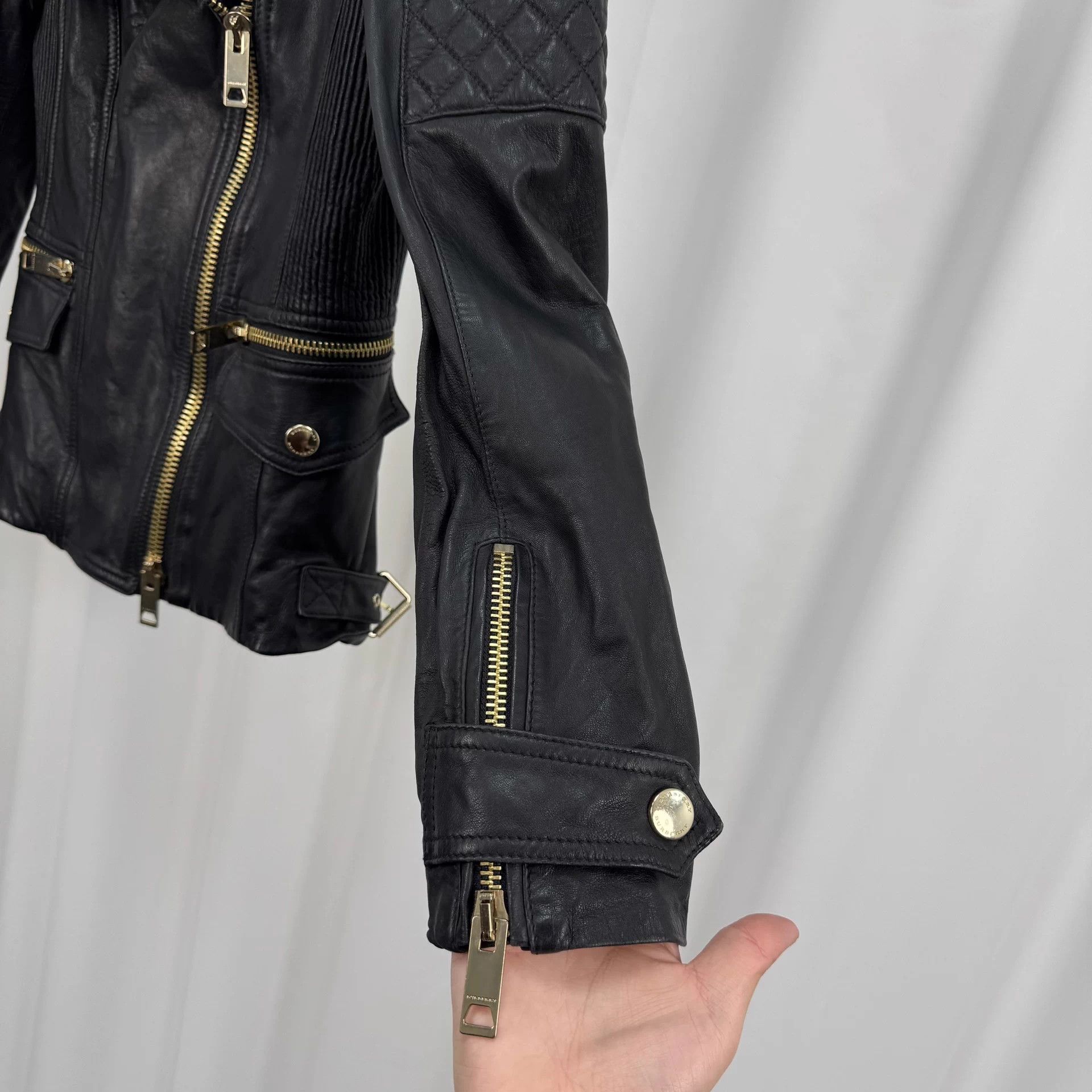 Burberry Burberry Lambskin Biker Jacket UK8 95% Lining Stained Size S / US 4 / IT 40 - 4 Thumbnail
