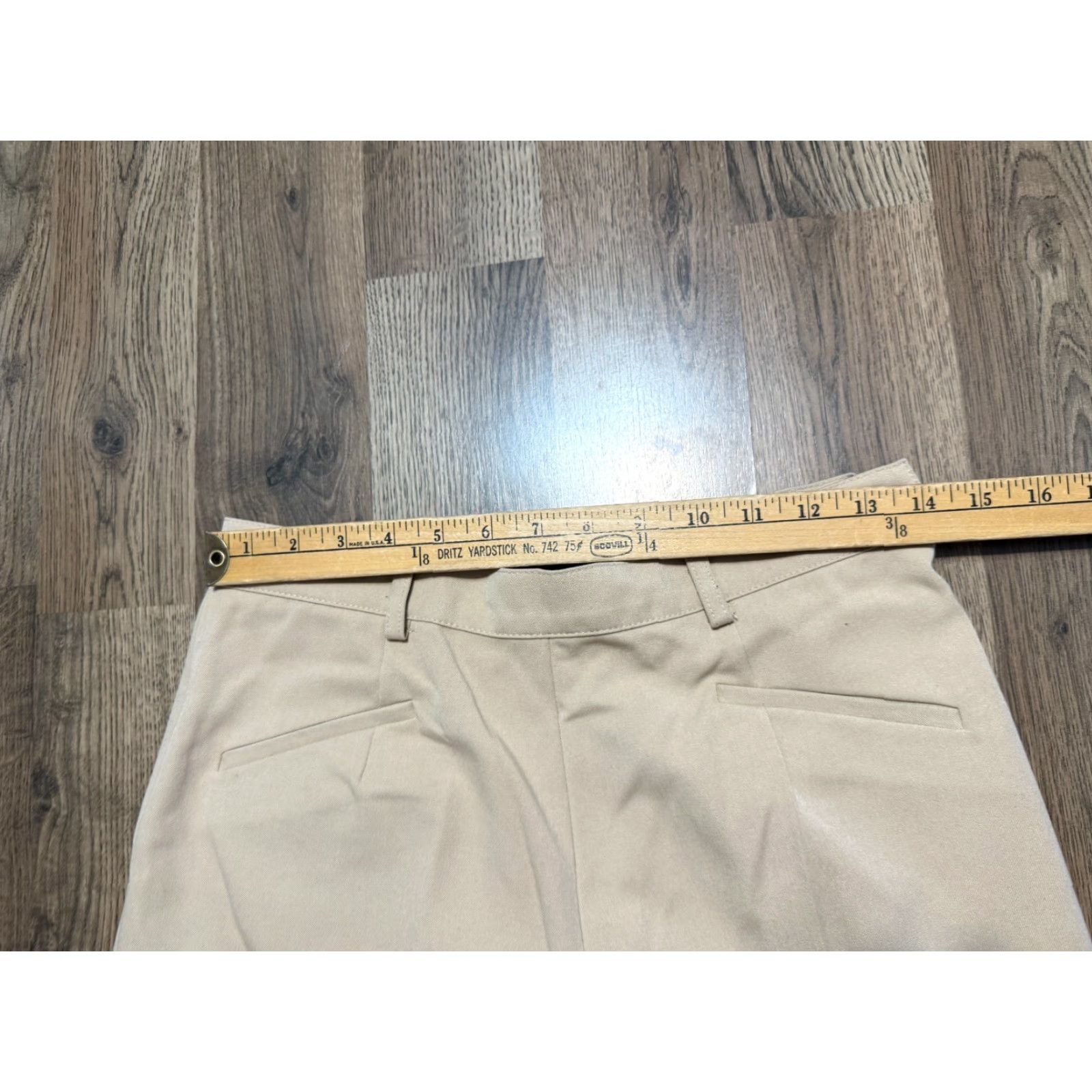 Vintage Fabrizio Gianni Pants Women's Size 10 Tan Dress Pants Side Button Stretch Flat Front Regular Inseam 30 in Pant Size 32" / US 10 / IT 46 - 7 Thumbnail