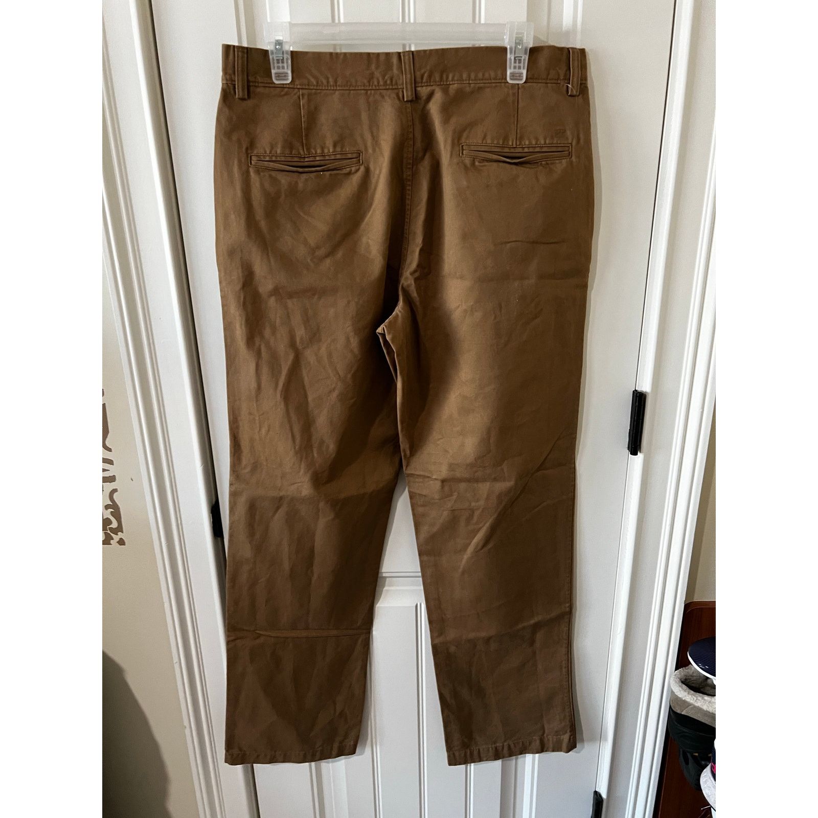 Haggar H26 Chino Pants Slacks Men's 32x34 Tan Flat Front Pockets Size US 32 / EU 48 - 10 Thumbnail