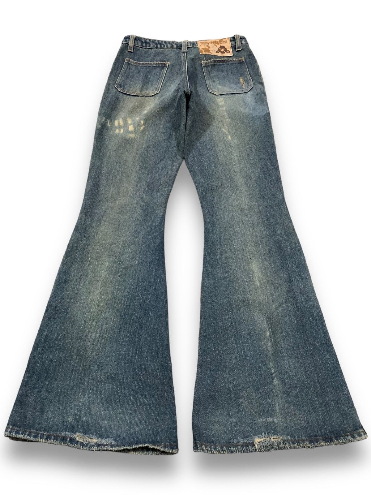 Le Grande Bleu (L.G.B.) Vintage Japanese Brand Mud Wash Flare Bell Bottom Jeans Size 27" / US 4 / IT 40 - 2 Thumbnail