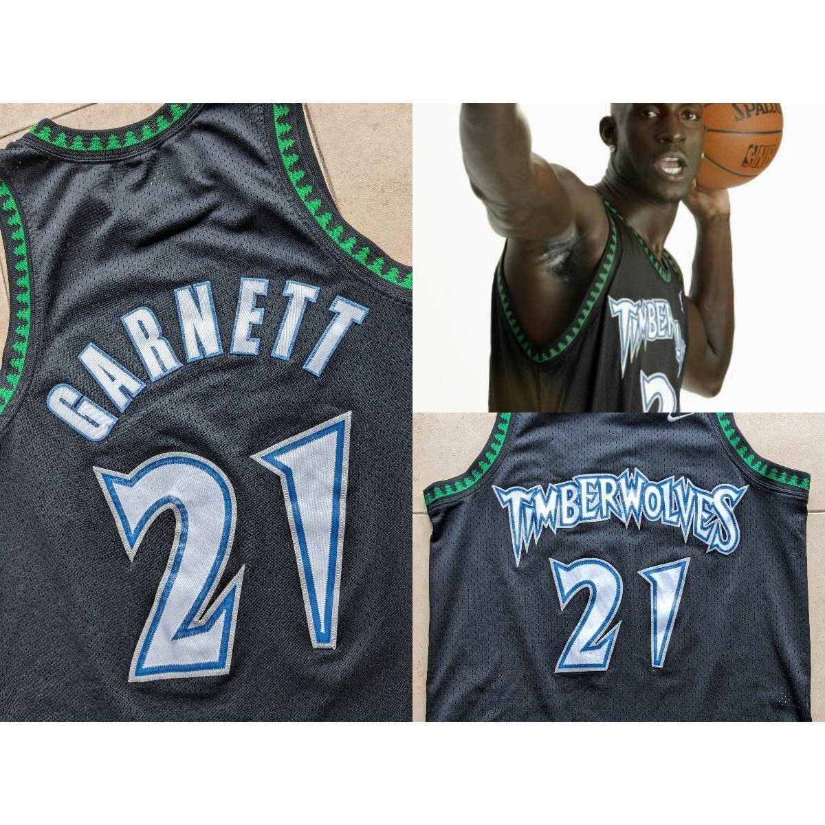 image of Garnett Y2K Minnesota Wolves Nike Jersey L Trees Alt Nba VTG in Black, Men's (Size Large)