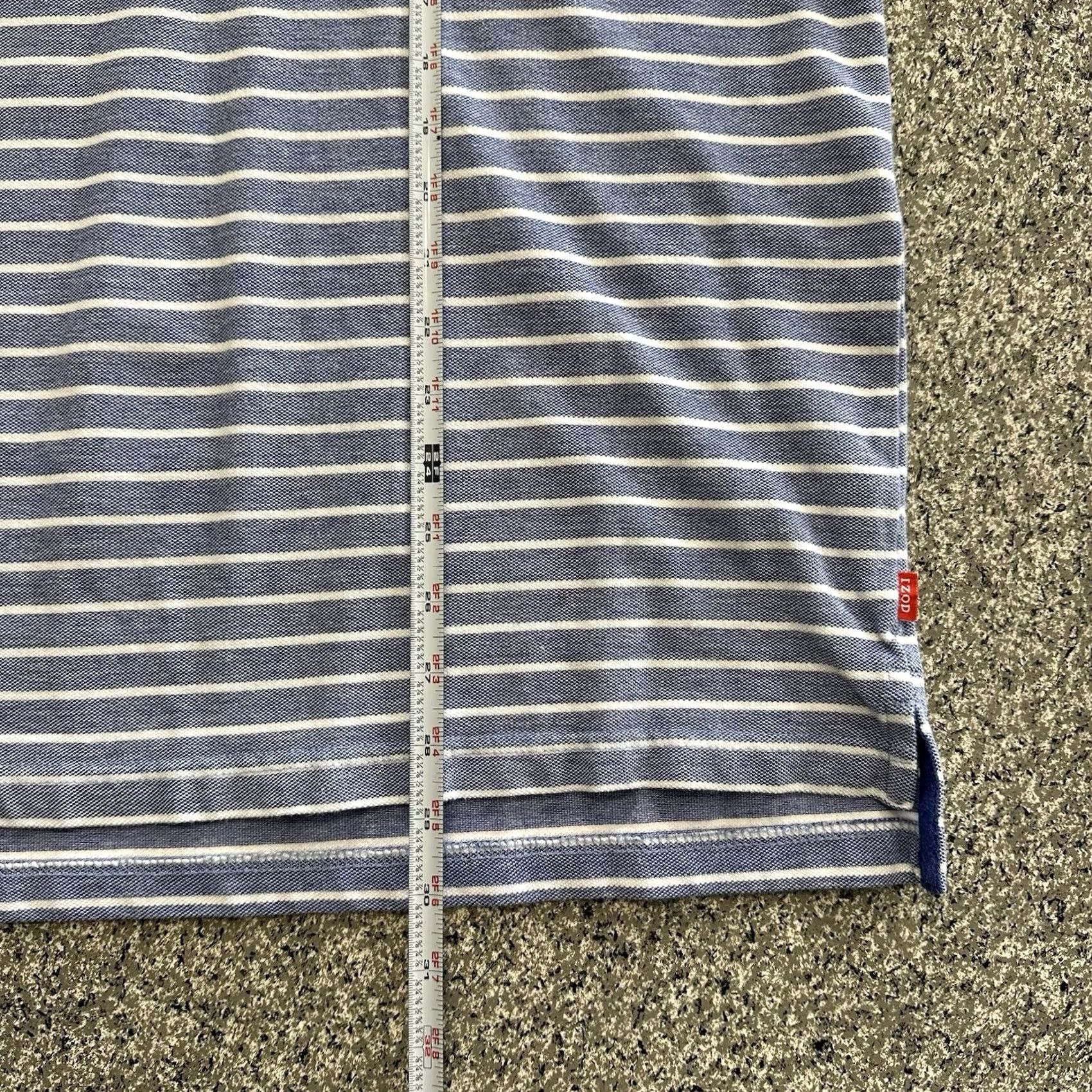 Izod VINTAGE IZOD Polo Shirt Mens XL Short Sleeve Striped Blue White Golf Casual Cotton Shirt XL Mens Blue Striped Golf 90s Mens Size US XL / EU 56 / 4 - 4 Thumbnail