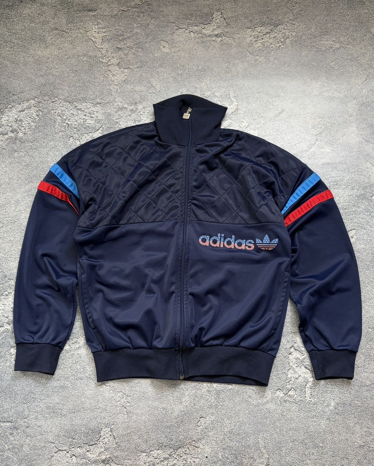 Adidas Vintage 80s Adidas Ventex Trefoil USA Olympic Track Jacket L Size US L / EU 52-54 / 3 - 1 Thumbnail