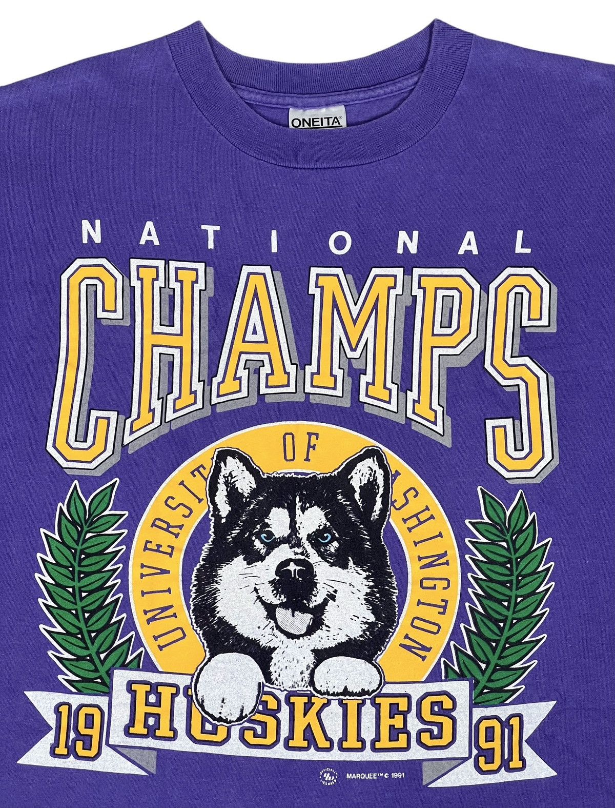Vintage vintage University of Washington Huskies 1991 Tee Size US L / EU 52-54 / 3 - 3 Thumbnail