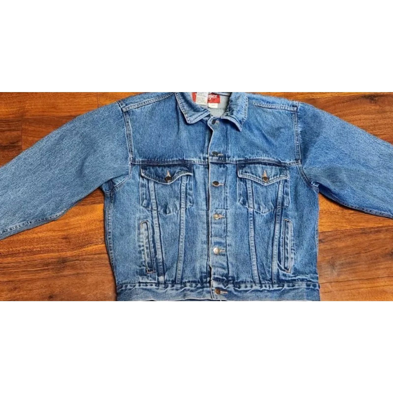 Wrangler VINTAGE Wrangler Hero Jacket Mens M Medium Denim Blue Trucker Button Up 90s Western Casual Shirt Size US 31 - 4 Thumbnail