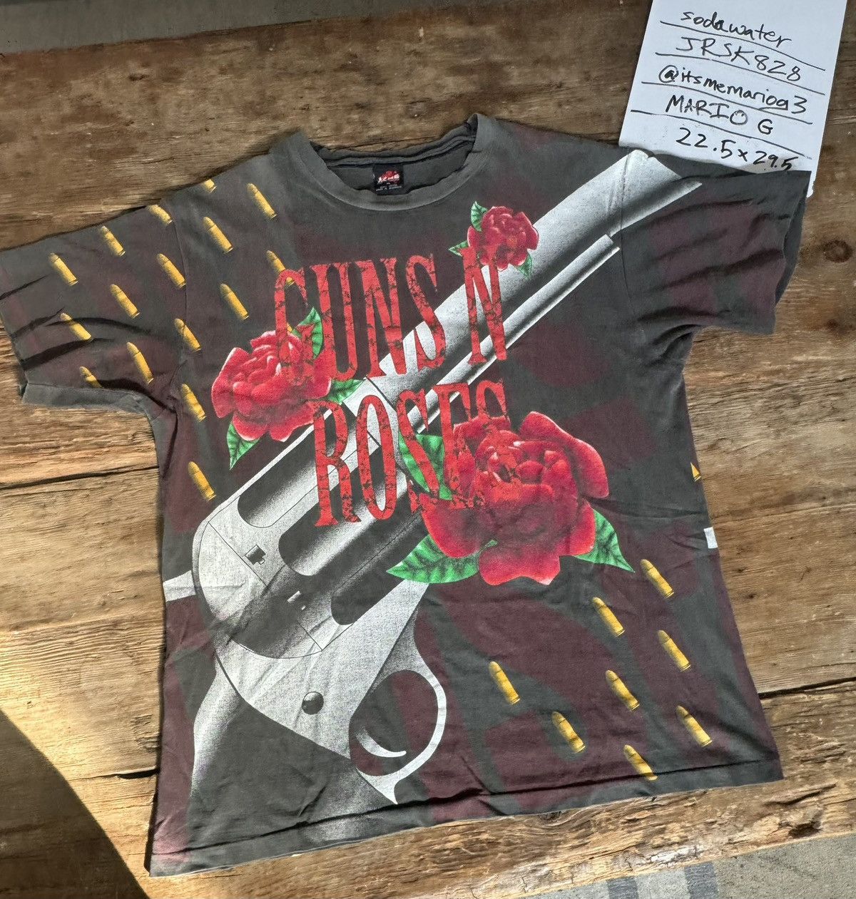 image of Vintage 1993 Guns N Roses Aop Shirt Size XL in Black, Men's