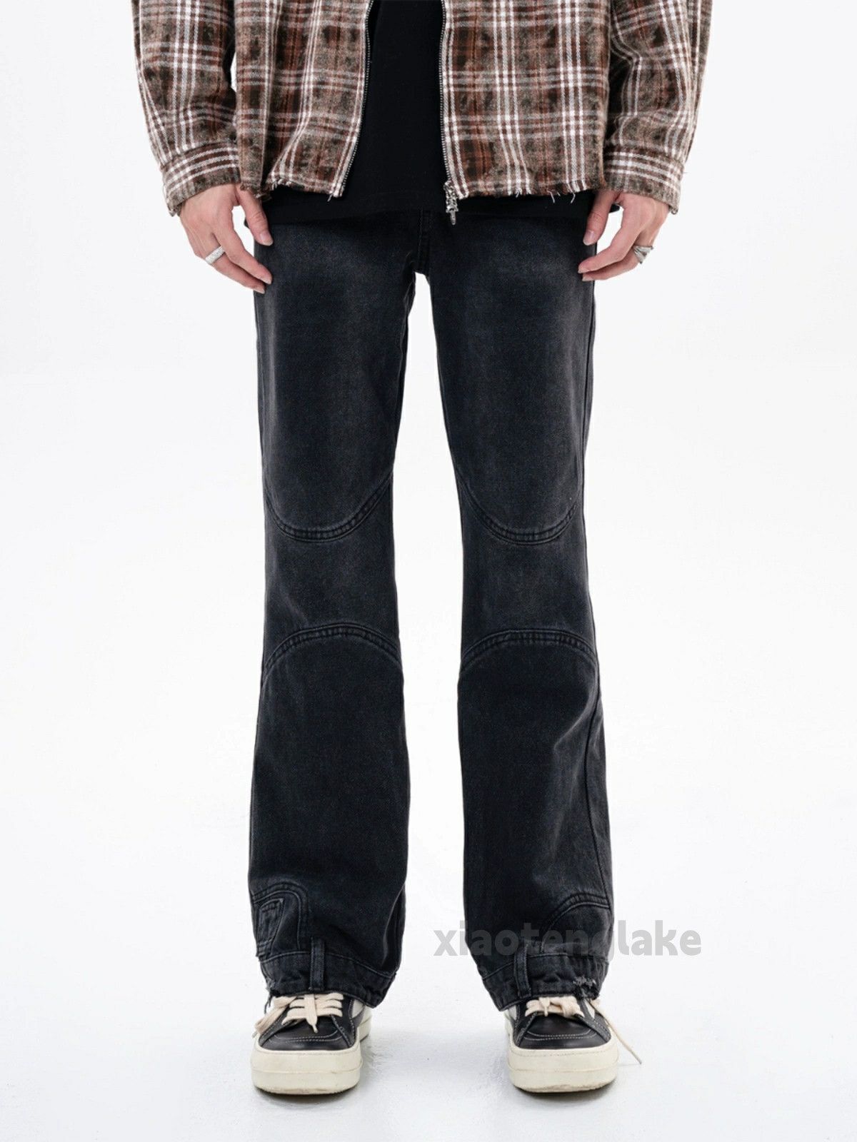 Jean × Vintage washed faded punk grunge patchwork bootcut jeans Size US 32 / EU 48 - 2 Thumbnail