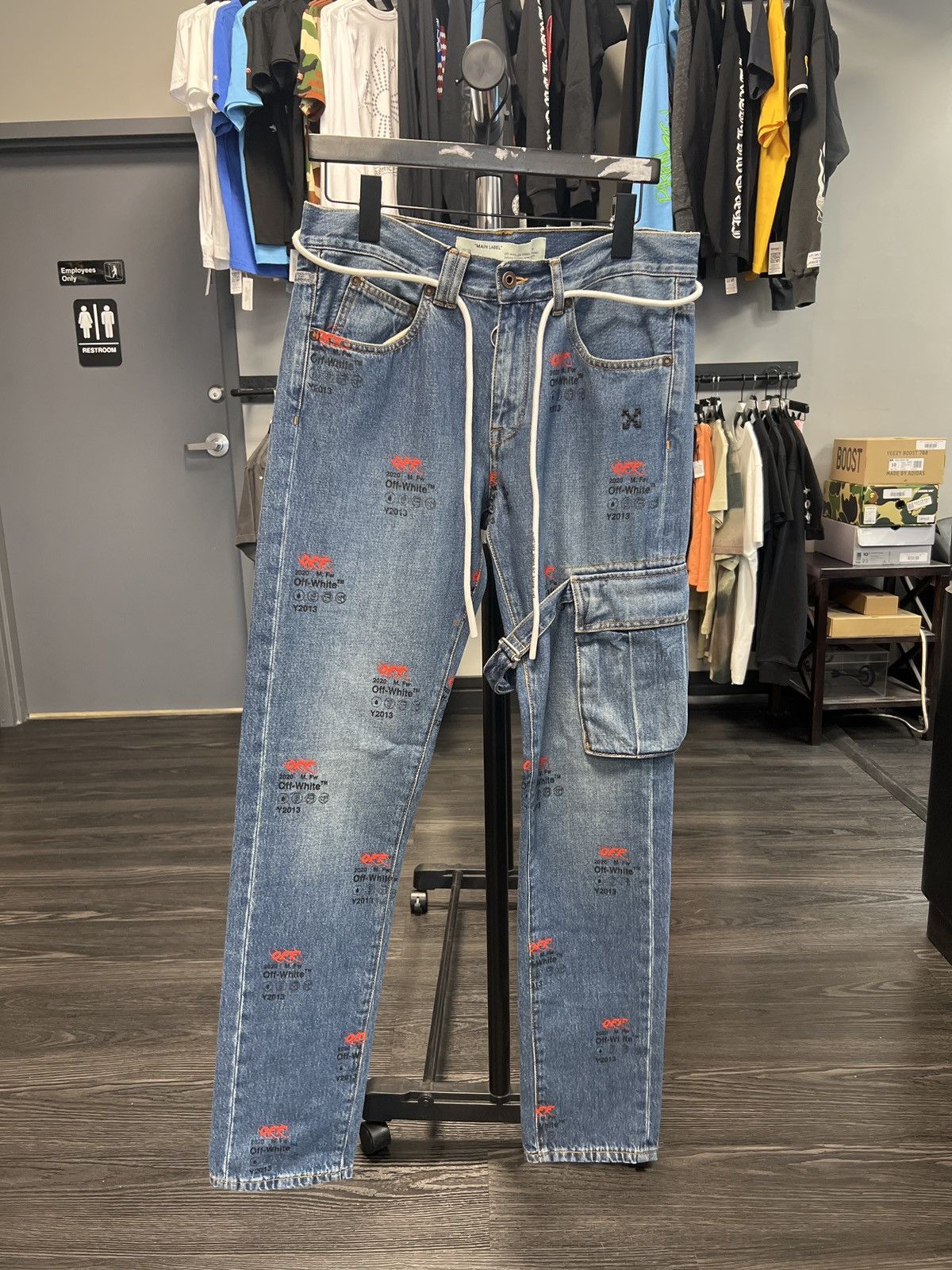 image of Off White x Virgil Abloh Off-White C/o Virgil Abloh Blue Denim Jeans, Men's (Size 32)