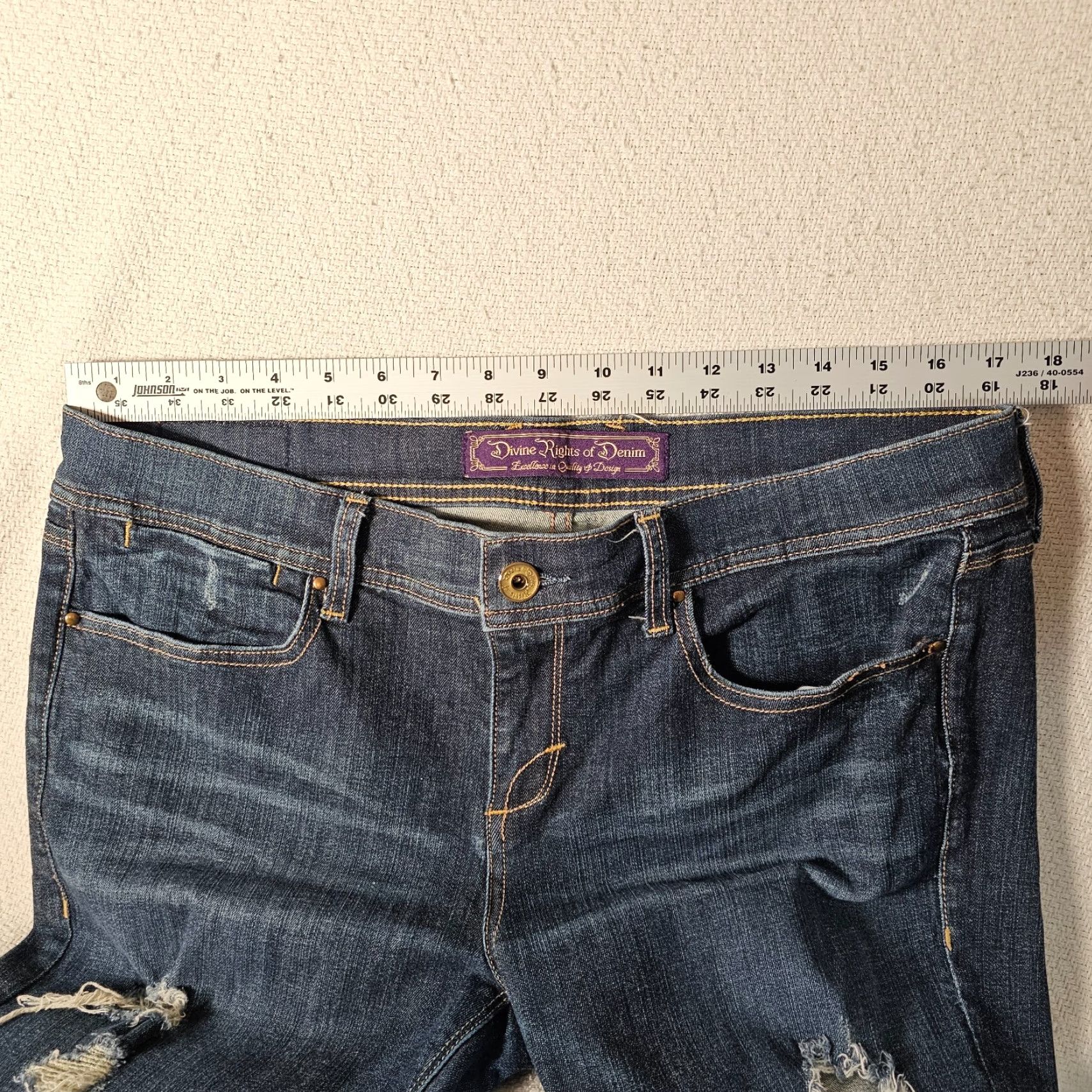 Denime DIVINE RIGHTS OF DENIM Jeans Women's 32 Skinny Mid Rise Dark Blue Denim Stretch Size 24" / US 00 / IT 34 - 5 Thumbnail