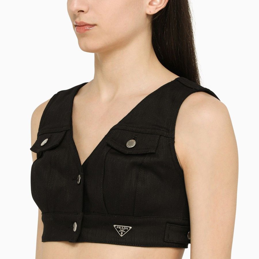 Prada o1d2blof0924 Cropped Top in Black Size M / US 6-8 / IT 42-44 - 4 Thumbnail