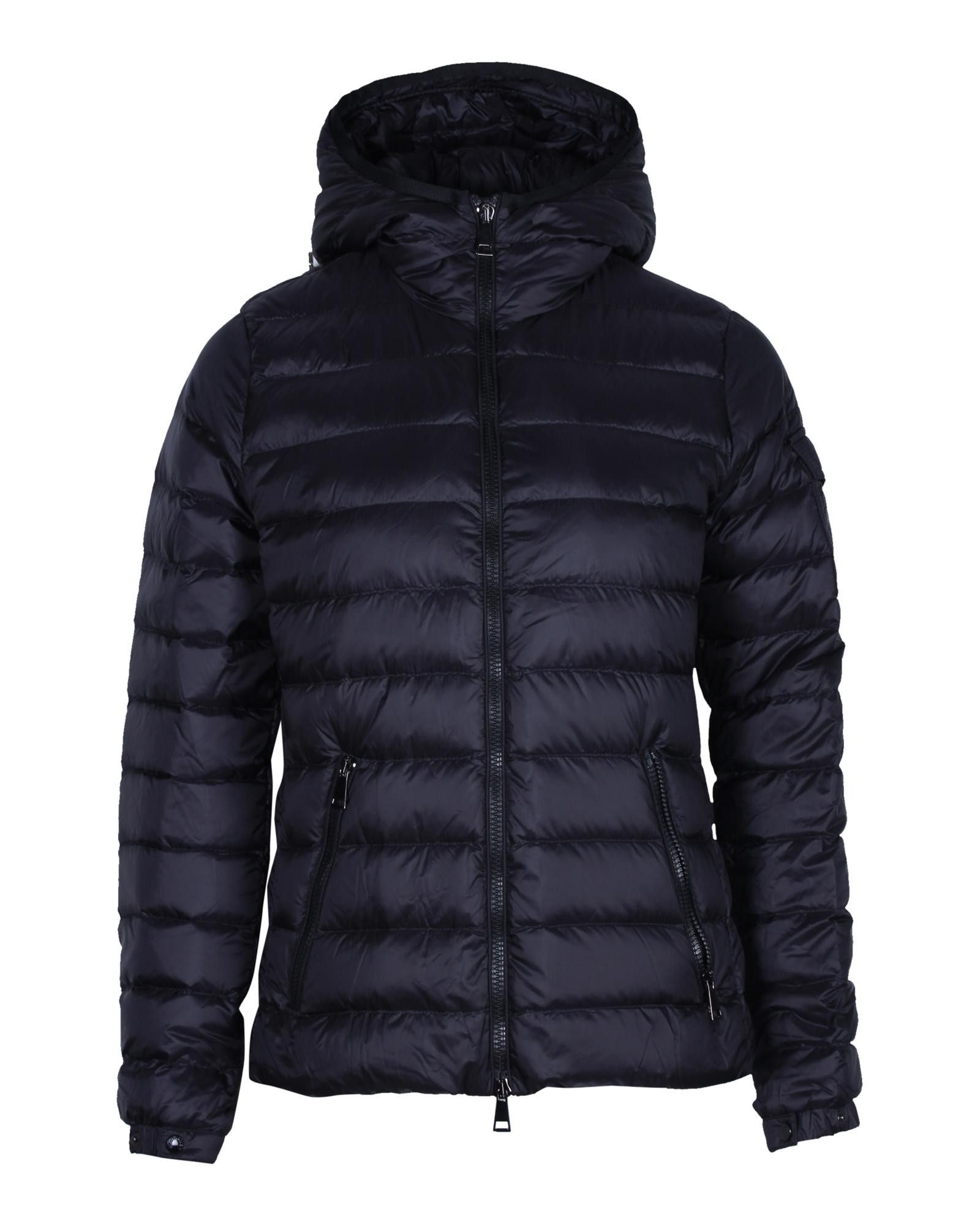 image of Moncler Down-Filled Lightweight Black Jacket With Mesh Trim And Zip Pockets, Women's (Size Small)