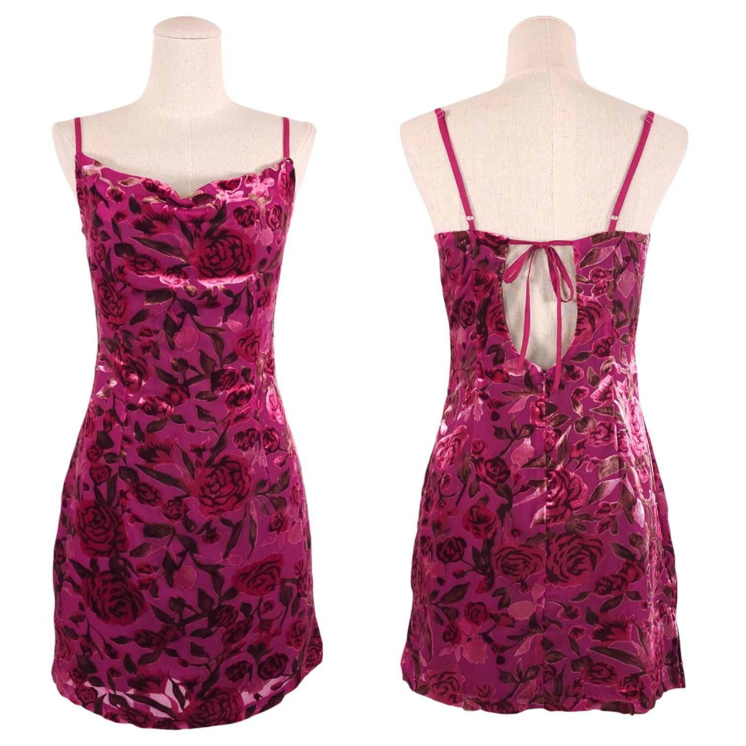 Other Tobi Velvet Floral Rose Square Neck Mini Dress Sz Small Size S / US 4 / IT 40 - 1 Thumbnail