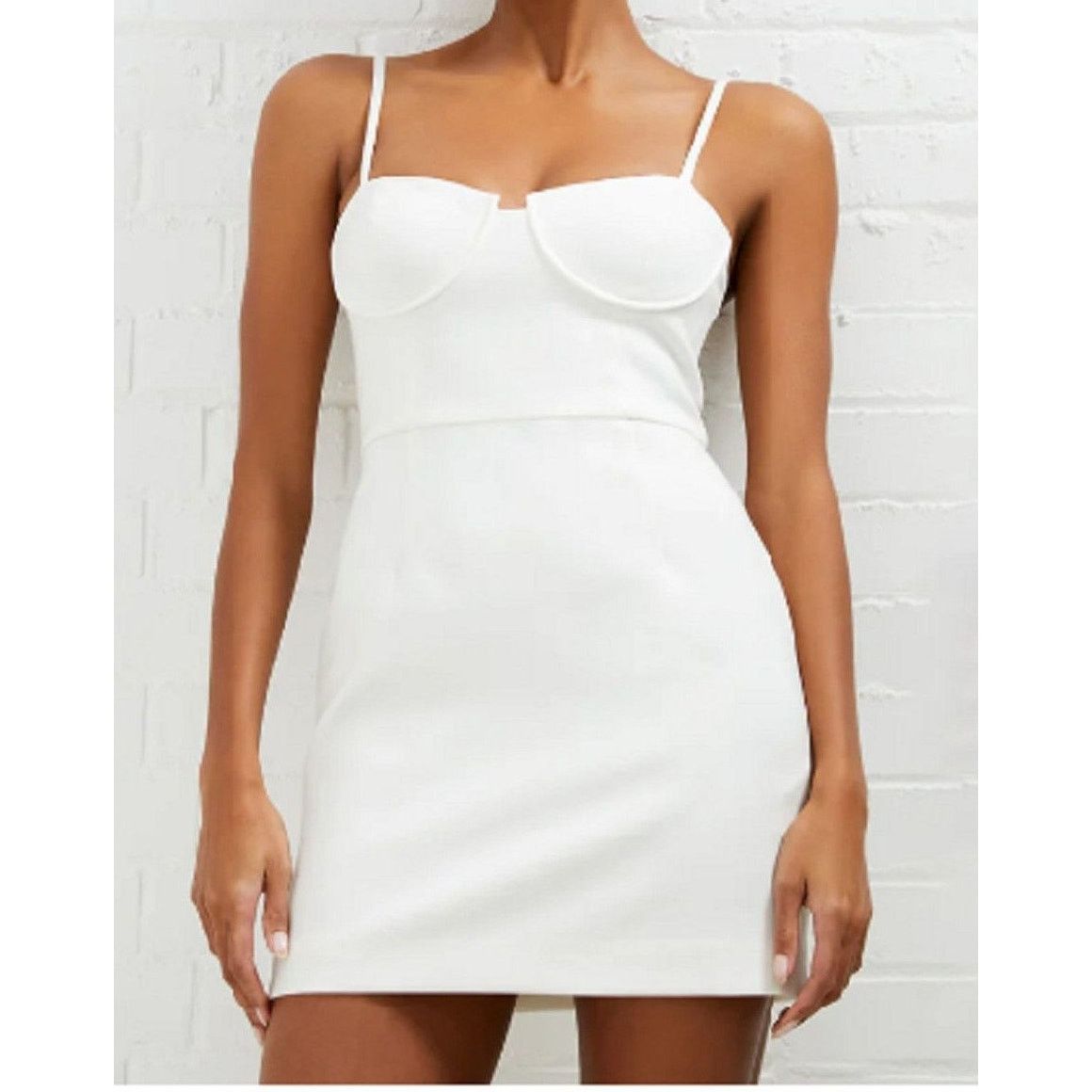 French Connection Size 8 | FRENCH CONNECTION Corset Neckline White Mini Dress Size M / US 6-8 / IT 42-44 - 1 Thumbnail