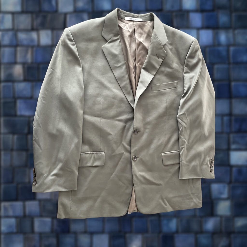 Vintage Hickey Freeman Blazer Jacket Mens 42R Wool Green Single-Breasted 2-Button Notch Front Regular Coat Suit City Classic USA Office Size 42R - 1 Thumbnail