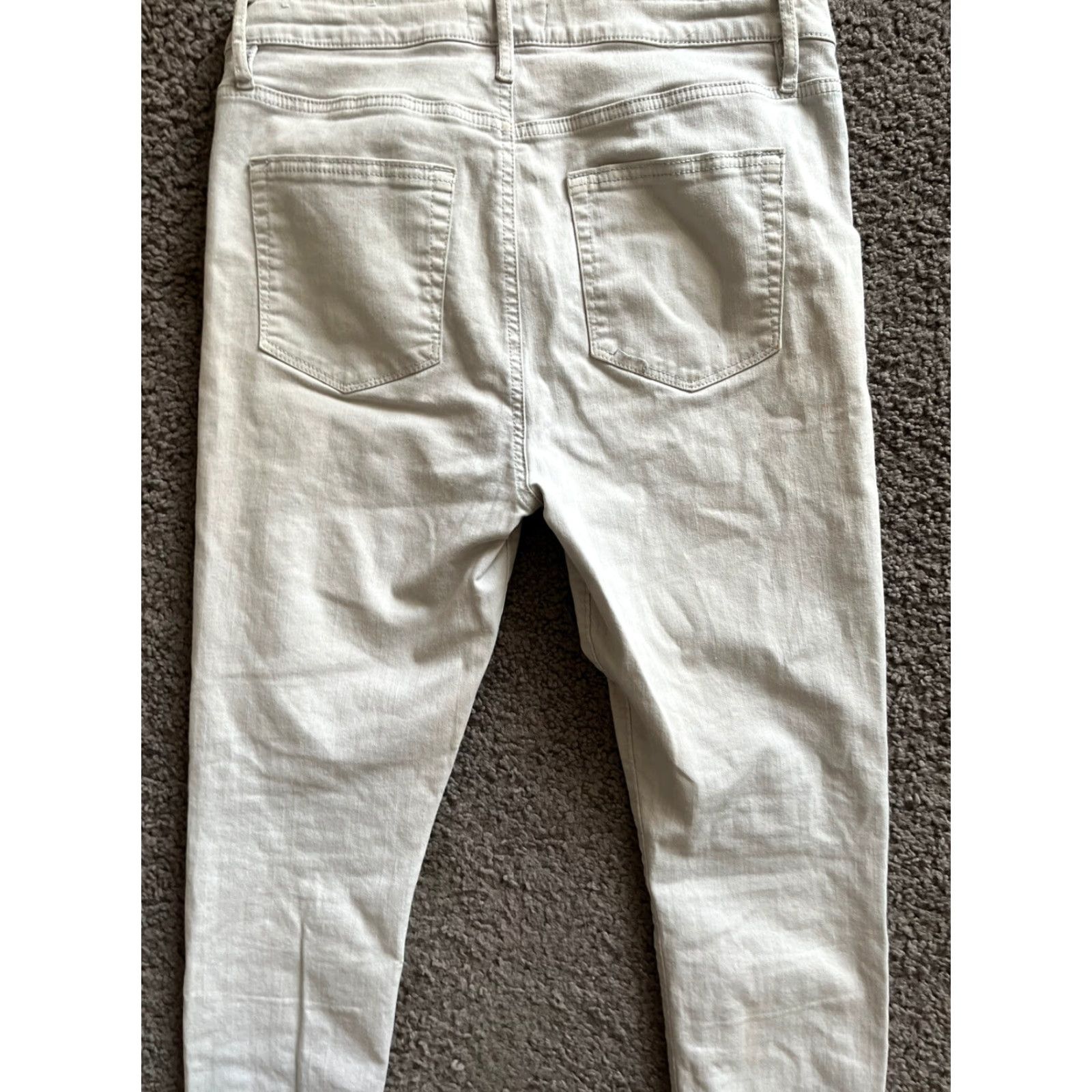 Loft VINTAGE Loft High Waist Skinny Jeans Gray Pocket Crop Zip Fly Boho Raw Hem Sz 29 / 8 Women Jeans Regular Size 29 Gray Size 29" - 4 Thumbnail