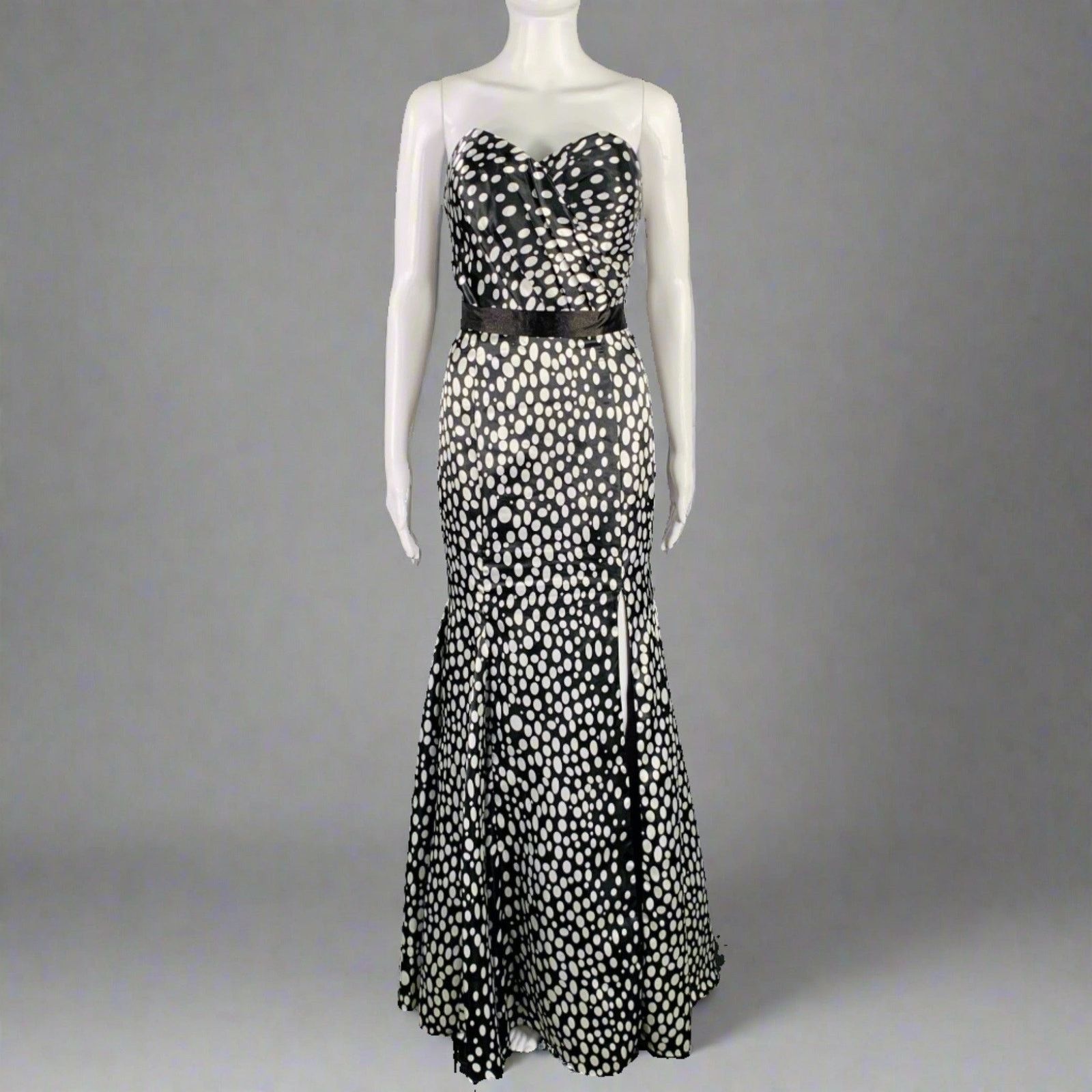 Other TERANI Black White Viscose Polka Dot Strapless Mermaid Gown Size M / US 6-8 / IT 42-44 - 1 Thumbnail