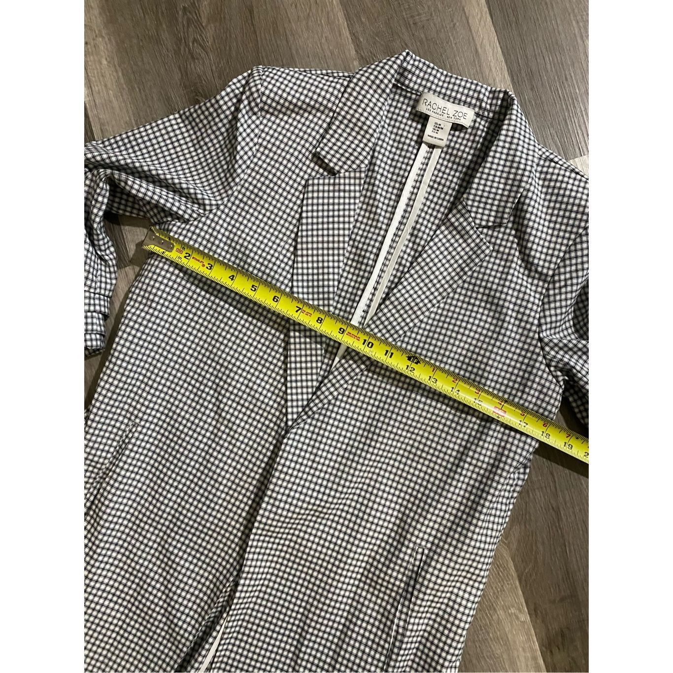 Rachel Zoe Rachel Zoe Blazer Black White Check Open Ruched Pockets Care Size M / US 6-8 / IT 42-44 - 6 Thumbnail