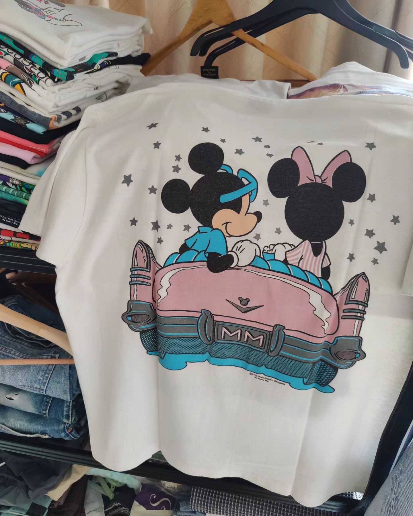 Disney × Mickey Mouse × Vintage vintage 90s - Mickey ❤️ Minnie (double-sided) Size L / US 10 / IT 46 - 2 Thumbnail